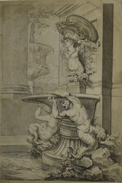 null G.B. FALDA (1648 - 1678) " Fontana sul monte Gianicolo " Eau-forte à l'adresse...