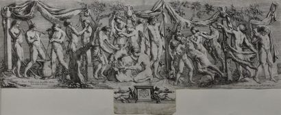 null ECOLE ITALIENNE DU XVIIe siècle Scène de bacchanale, relevée d'un bas-relief...