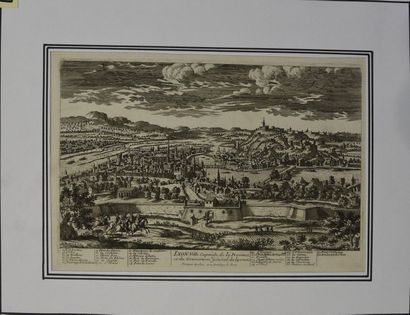 null [Avignon - Lyon] - M. MERIAN - Ecole allemande du XVIIe siècle Plan d'Avignon...