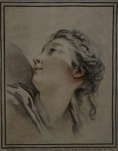 null Gilles DEMARTEAU (1729 - 1776) Tête de femme. Gravure à la manière de crayon,...