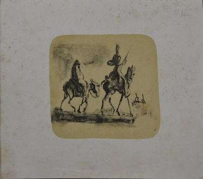 null École FRANÇAISE du XIXe siècle Don Quichotte et Sancho Panza Lithographie avec...