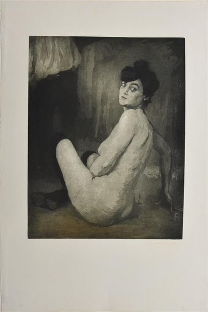 null Manuel ROBBE (1872-1936) [Femme aux bas noirs] Vers 1905. Aquatinte en deux...