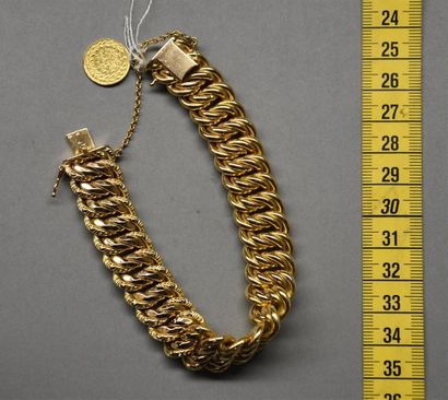 null Bracelet maille américaine en or jaune 18K (750°/°°). Poids : 36,3 g
