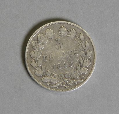 null FRANCE 5 Francs en argent Louis Phillippe tête laurée, 1845 W (Lille) Poids:...