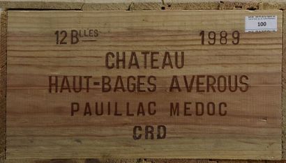 null 12 B CHÂTEAU HAUT-BAGES AVEROUS (Caisse Bois d'origine) Pauillac 1989