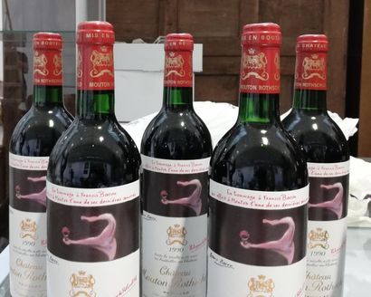 null 12 B CHÂTEAU MOUTON ROTHSCHILD (Caisse Bois) GGC1 Pauillac 1990