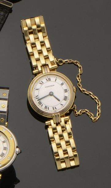 CARTIER Montre de dame en or 18K (750°/°°) de trois tons, modèle «Vendôme», cadran...