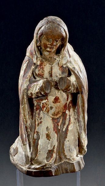 null Sainte Femme agenouillée
Statuette en bois anciennement doré et laqué au naturel
XVIIIe...