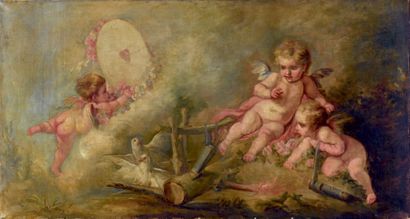 École Française du XIXe siècle 
L'Amour tirant à l'arc
Huile sur toile
H. 70 cm -...