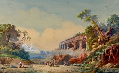 J. BAUDIN École FRANÇAISE du XIXe siècle 
*** Rêveries orientalistes
Deux aquarelles...