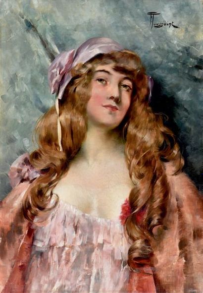 Fernand Toussaint (1873-1956) 
Jeune femme
Huile sur toile signée en haut à droite
H....