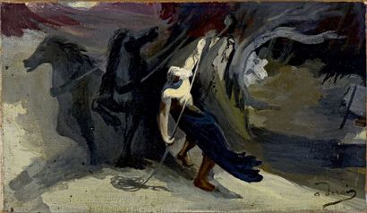 André DERAIN (1880-1954) 
Chevaux dans la tempête
Huile sur toile, signée en bas...