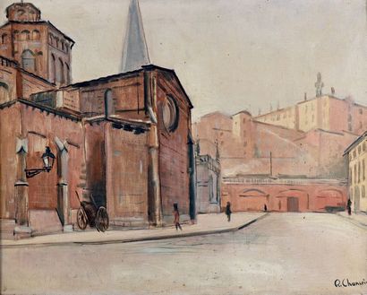 René CHANCRIN (1911-1981) 
L'église Saint-Paul à Lyon
Huile sur toile, signée en...