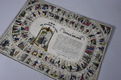 null Jeux des Mystères de Paris: plateau en carton couvert d'une lithographie en...