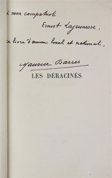 BARRÈS (Maurice). LES DÉRACINÉS.
Paris, E. Fasquelle, 1897. Petit in-8, maroquin...