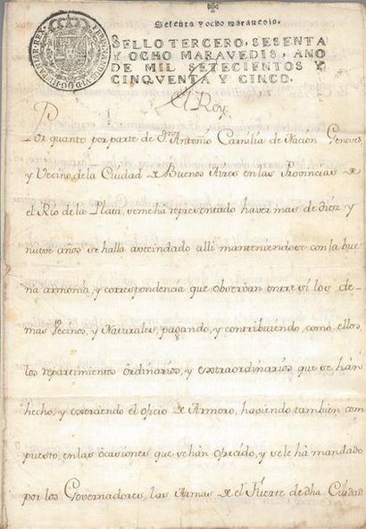 null AMÉRIQUE DU SUD. FERDINAND VI (1713-1759), roi d'Espagne. Pièce signée (griffe)....