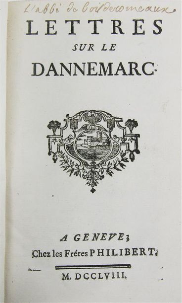 [ROGER (Louis)]. LETTRES SUR LE DANNEMARC.
Genève, frères Philibert, 1758. In-8,...