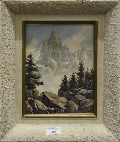 null Jacques FOURCY (1906-1990) Les Drus Aquarelle signée en bas à droite H. 23 cm...