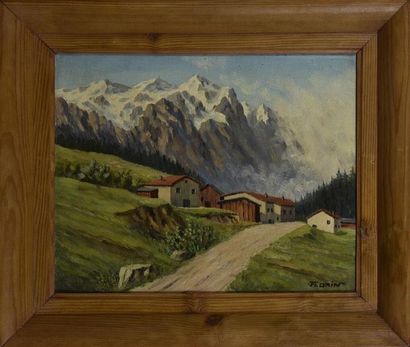 null FLORIN (XXe siècle) Paysages de montagne Deux huiles sur panneau signées en...