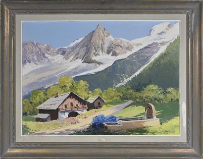 null André RAYNAUD (1890-1974) L'été à Chamonix Huile sur panneau, signée en bas...