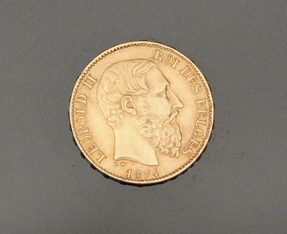 null BELGIQUE 20 Francs or Leopold II 1874 Poids: 6,5 g *** LOT VENDU SUR DESIGNATION...