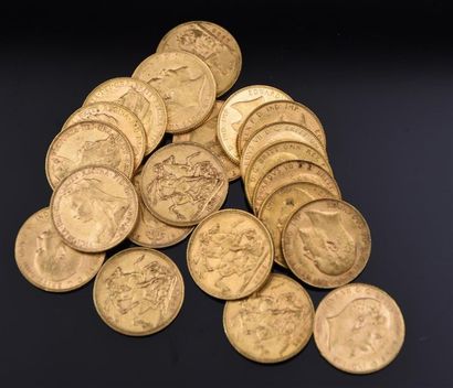 null ROYAUME- UNI Lot de vingt-et-un pièces, Souverain en or : - 1 x 1885 - 1 x 1889...