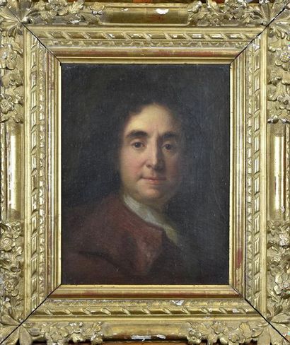 null Ecole FRANCAISE du XVIIIe siècle 
Portrait d'homme à la veste rouge 
Huile sur...