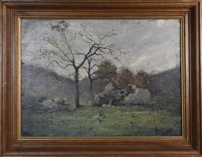 null Marius MANIQUET (1822-1896) Paysages Deux huiles sur toile signées en bas à...