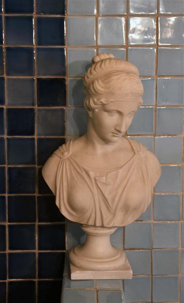 null D'après l'Antique Buste de femme sur piédouche Marbre H. 52 cm 