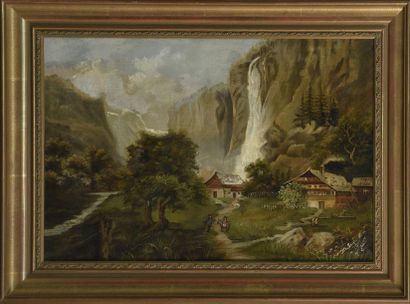 null École SUISSE de la fin du XIXe siècle La cascade de Staubach dans la vallée...