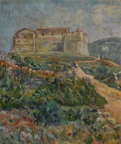 null Maxime BOULARD de VILLENEUVE (1884-1971) Nice. Le Fort du Mont-Alban Huile sur...
