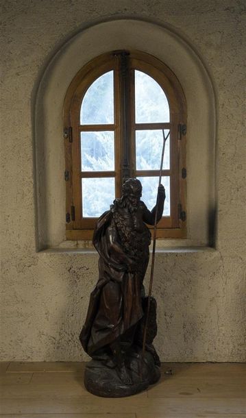 null Saint Jean-Baptiste Bois sculpté H. 96 cm Manques aux doigts 