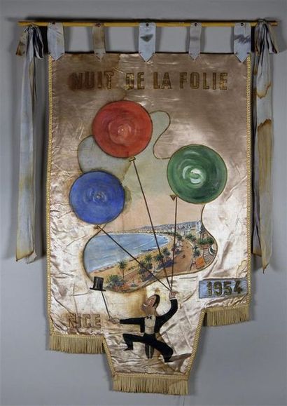 null Deux bannières commémoratives, Nuit Blanche 1953 et Nuit de la Folie 1954, décors...
