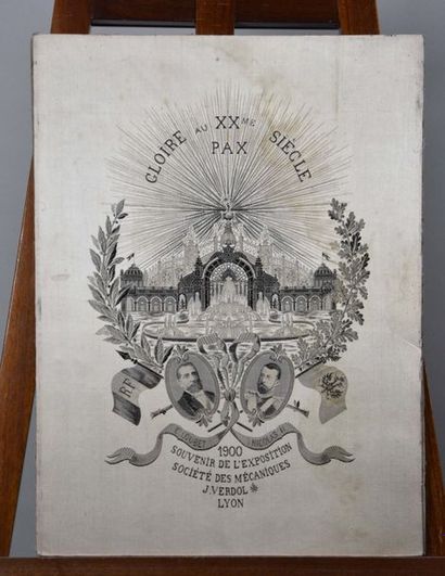 null Tableau tissé en grisaille pour l'Exposition universelle, Paris, 1900, Gloire...