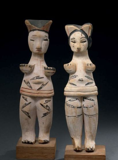 null Deux poupées Ibibio - NIGERIA
Bois
H. chaque 26 cm

Provenance
Galerie Aethiopia/Agnès...