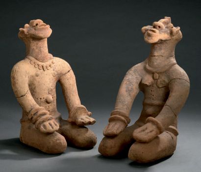 null Deux statues pouvant former une paire Bankoni - MALI
Terre cuite
XIVe-XVIe siècle...