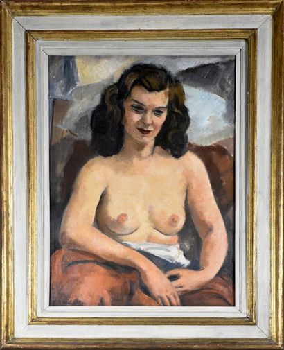 null Frantisek Zdenek EBERL (1887-1962) 

Portrait de femme aux seins nus

Huile...