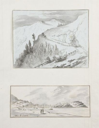 null Ecole FRANCAISE vers 1800

Deux paysages sur le même montage dont une vue de...
