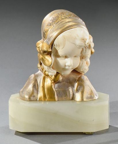L. BARTHELEMY (XIXe-XXe) Buste de fillette
Sculpture chryséléphantine.
Épreuve en...