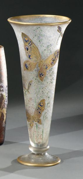 MONTJOYE - CRISTALLERIE de SAINT-DENIS Libellules et papillons
Vase cornet reposant...