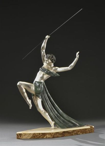 LIMOUSIN (XXe) La chasseresse, circa 1925/30
Sculpture.
Épreuve en régule à double...