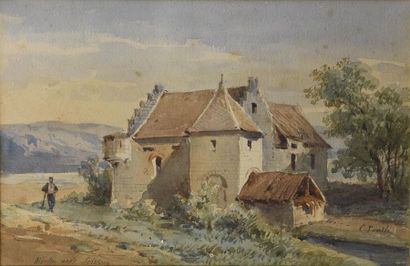 null Charles PENSÉE (1799-1871) Moulin près de Soissons Aquarelle, signée en bas...