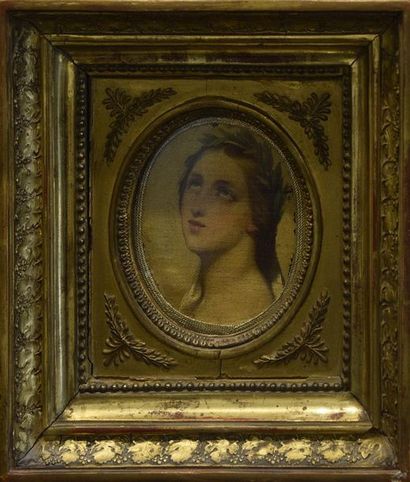 null Ecole FRANCAISE du XIXe siècle Portrait allégorique d'une jeune femme à la couronne...