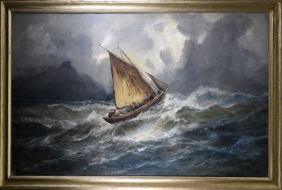 null Ecole FRANCAISE du XIXe siècle Marine Huile sur toile H. 89 cm L. 146 cm Restauration,...