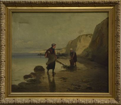 null Ecole FRANCAISE du XIXe siècle
La pêche aux crabes
Huile sur toile, signée Maxime...