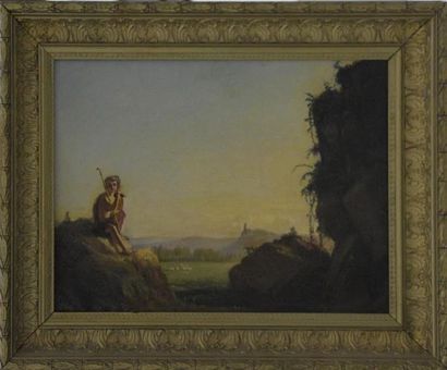 null Jean-Baptiste NEMOZ (1834 - 1897) Le pâtre Huile sur toile signée en bas à droite...