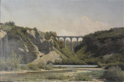 null Nathanaël Lemaître (1831-1897)
Le viaduc de Bellegarde(?)
Huile sur toile, signée...
