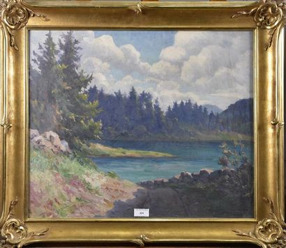 null Luc BELIN (1878-1959) Lac Genin (Jura) Huile sur toile signée en bas à droite,...