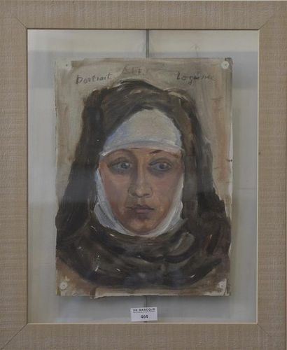 null Tatiana LOGUINE (1904-1982) Portrait d'une religieuse Huile sur toile signée...