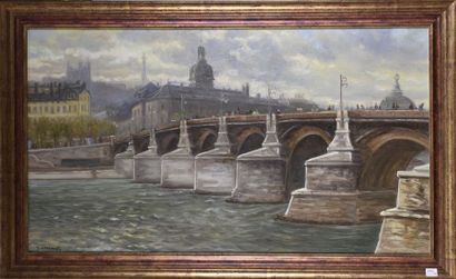 null Ecole LYONNAISE du XXe siècle, SAFRONOFF Le pont de la Guillotière, vue de l'Hotel...